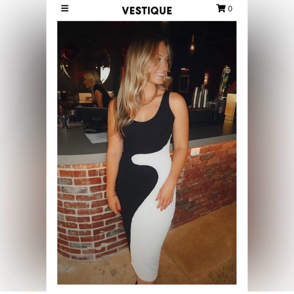 Vestique Black and White “Glenn” Midi Dress